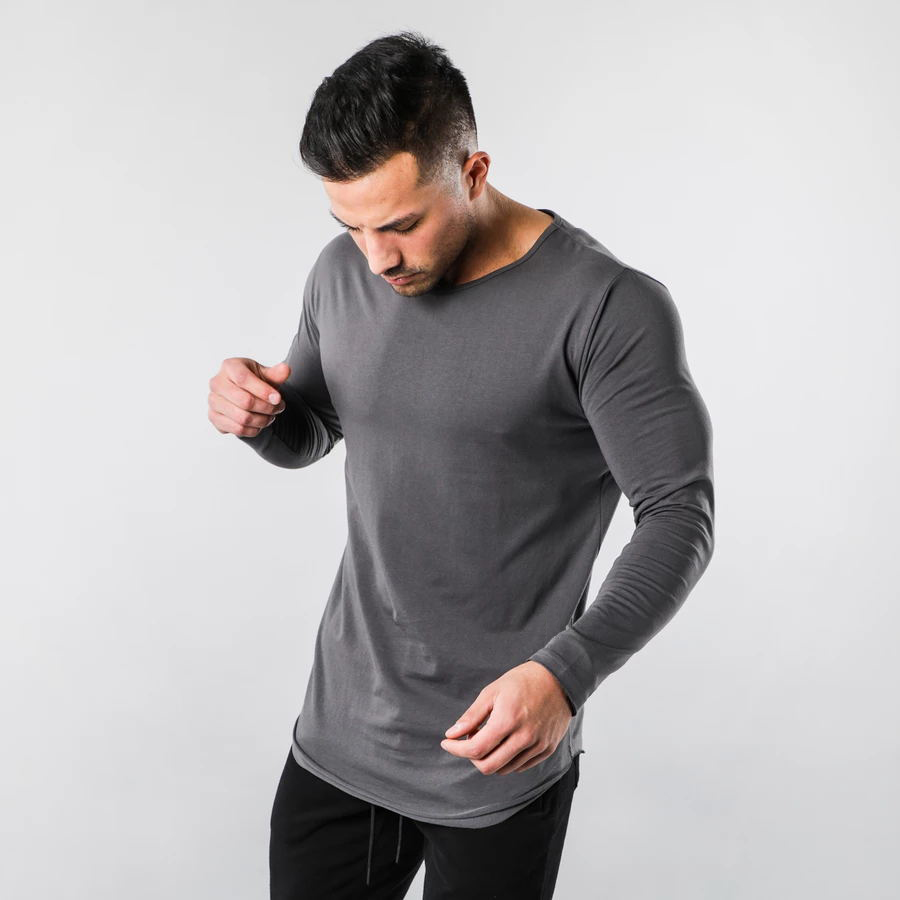 Men's Long Sleeve Scoop Neck Gym Shirts