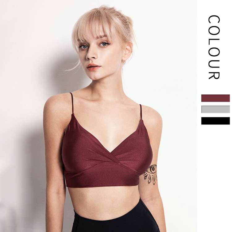 Women Entry Lux Narce Back Strap Fitness Yoga Bra Deep V Neck Sports Bra