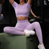 Short Sleeve Shirts Matching Stretchy Legging Workout Sets Gym Set Yoga Outfit Women Sets