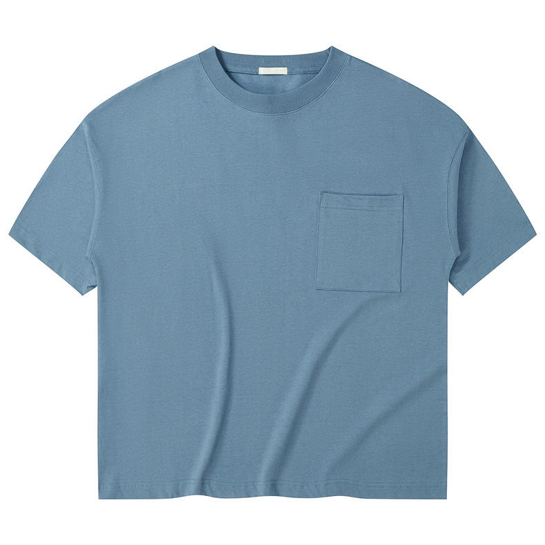 Hip Hop Men's Drop Shoulder Big T-shirt Blank Custom Logo Loose Fashion Streetwear Cotton Plain Oversized T Shirts With Pocket