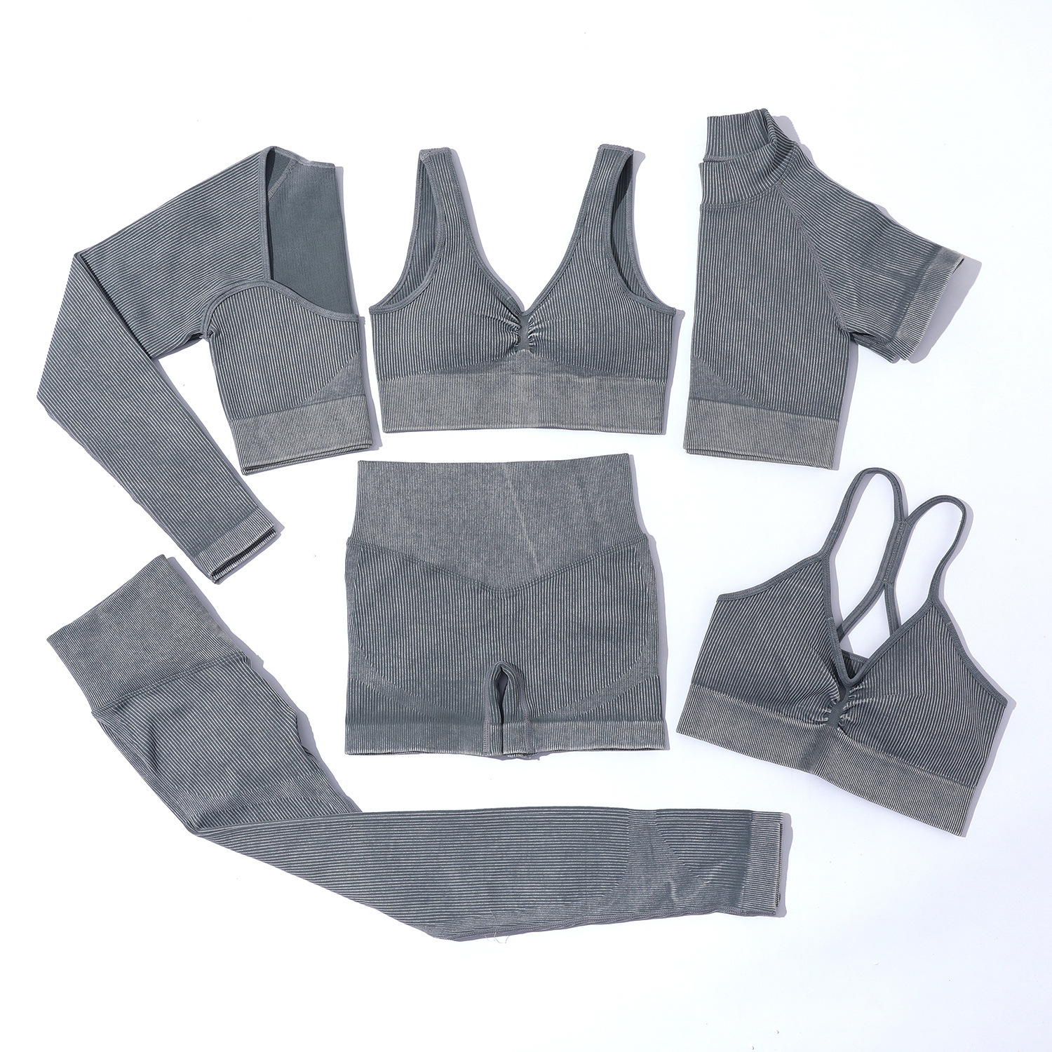 Seamless Long Sleeve Shirts Padded Beautiful Neck Ribbed Yoga Tops Wholesale Gym Clothing Fitness Wear Shirts
