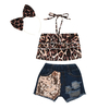 Toddler Kids Baby Girls Leopard Print T shirt Denim Sequin Shorts Outfits girls summer Set