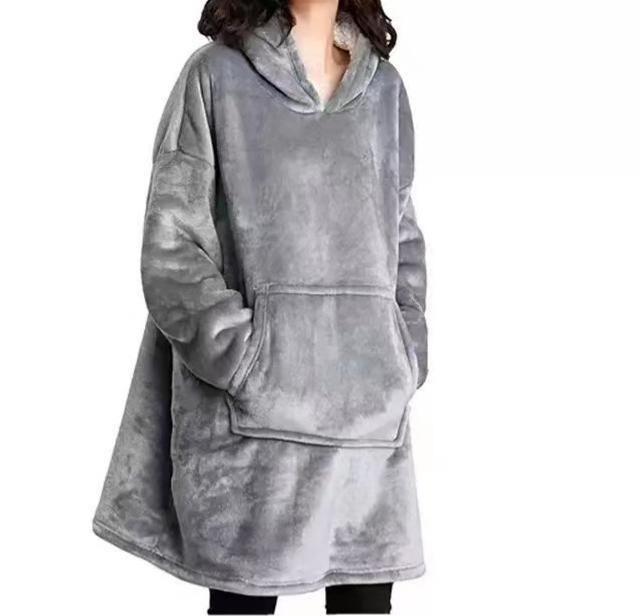 Unisex Free Size Solid Fleece Hooded For Women Heat FLANNEL Mens Hoodies Loungewear Outfit Outdoor Cold Clothing Casual Pajamas