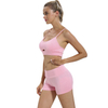 New Sexy Quick Dry Sports Bra Pink Backless Gym Shorts Set Breathable Womens Fitness Yoga Set