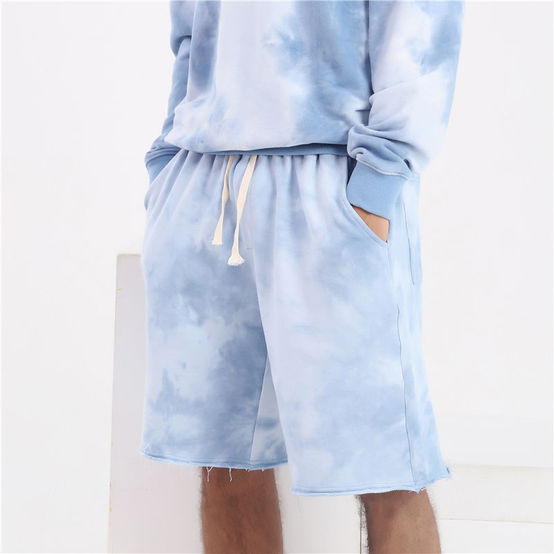 Wholesales Cotton Shorts French Terry Tie Dye Sweat Shorts For Men Gym Fitness Running Beach Shorts For Men's