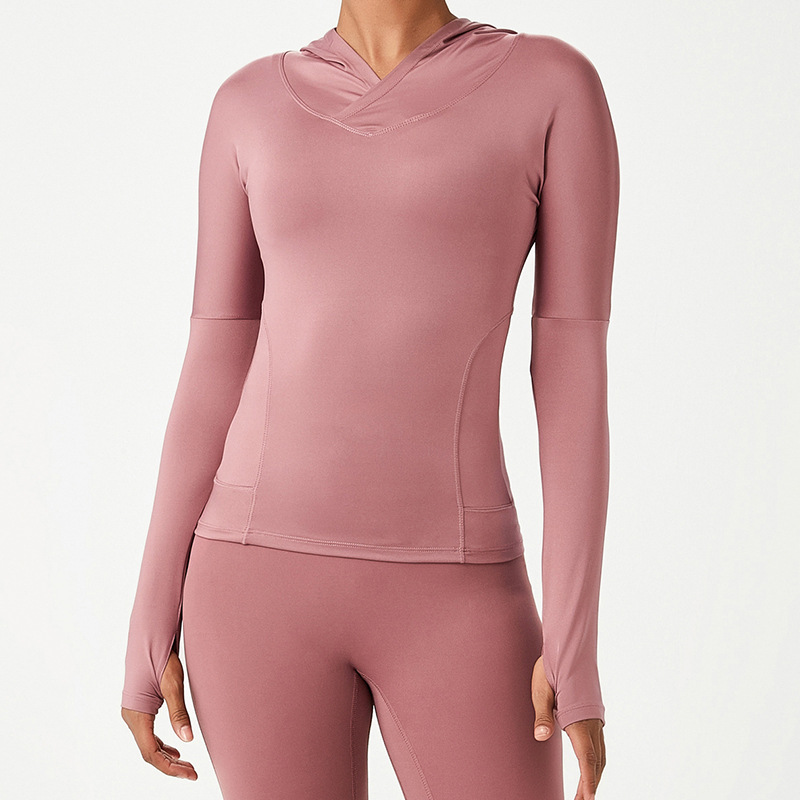 Women's Hoodies & Sweatshirts Yoga Sports Shirt Fitness Thumb Button Gym Top Sportswear Fitting Long Sleeve Workout Gym Shirts