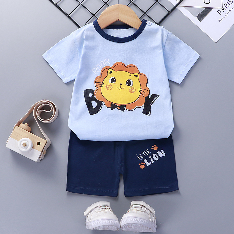 Summer European Style Cotton Kids Print Baby Boy Clothes Sets Children's Clothing Sets Children's Wear