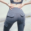 High Waist Nylon Tooling Style Pocket Outfit Tight Workout Butt Lift Gym Women Yoga Pants Leggings