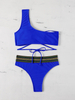 Solid Color One Shoulder Split Swimwear Bikini Two Piece Bikini Bandeau Swimwear Women Split Swimsuit