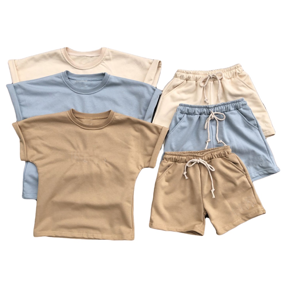 Casual Summer Sweater Baby Boys Clothes Set French Terry Tee Shirts With Short Outfit Kids Clothing Set