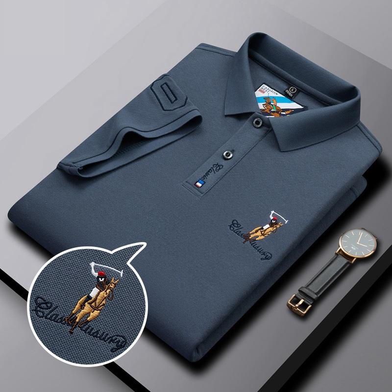 New Wholesale Pure Color Embroidery Polo Shirt Straight Cylinder Short Sleeve Fashion Polo Shirt Custom Logo Custom Polo Shirt