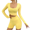 New Nude Fitness Yoga Wear Long-sleeved Two-piece Seamless Yoga Set Women's Running Sportswear Suits