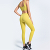 Nylon Spandex Solid Color High Waisted Woman Sport Wear U Beauty Back Yoga GYM Running Set