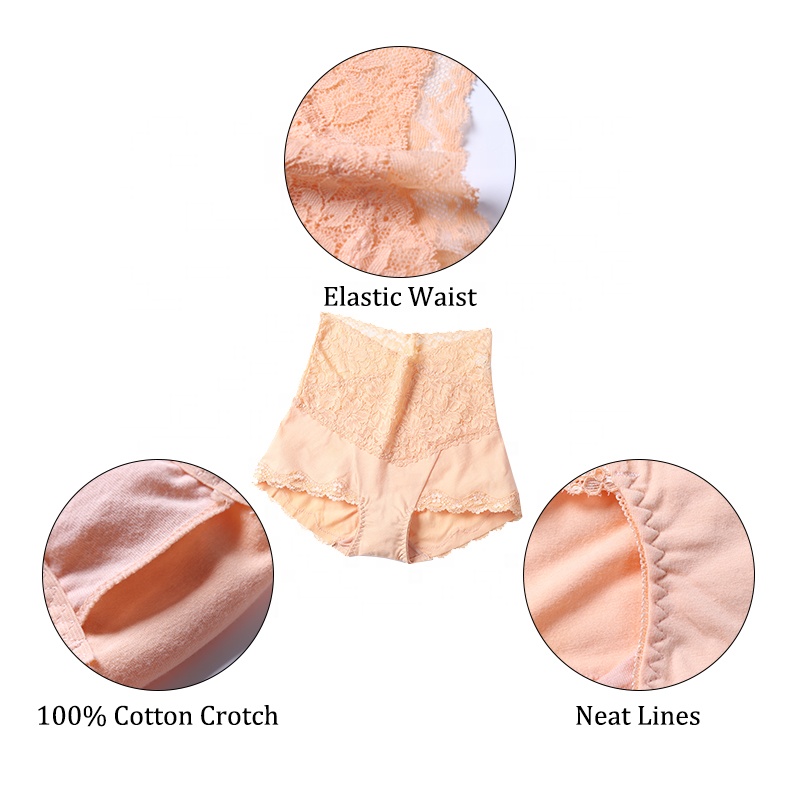 Soft Cotton Thin Ventilation Briefs Elastic Tummy Control Shaper Stretch High Waist Brief Panties For Women