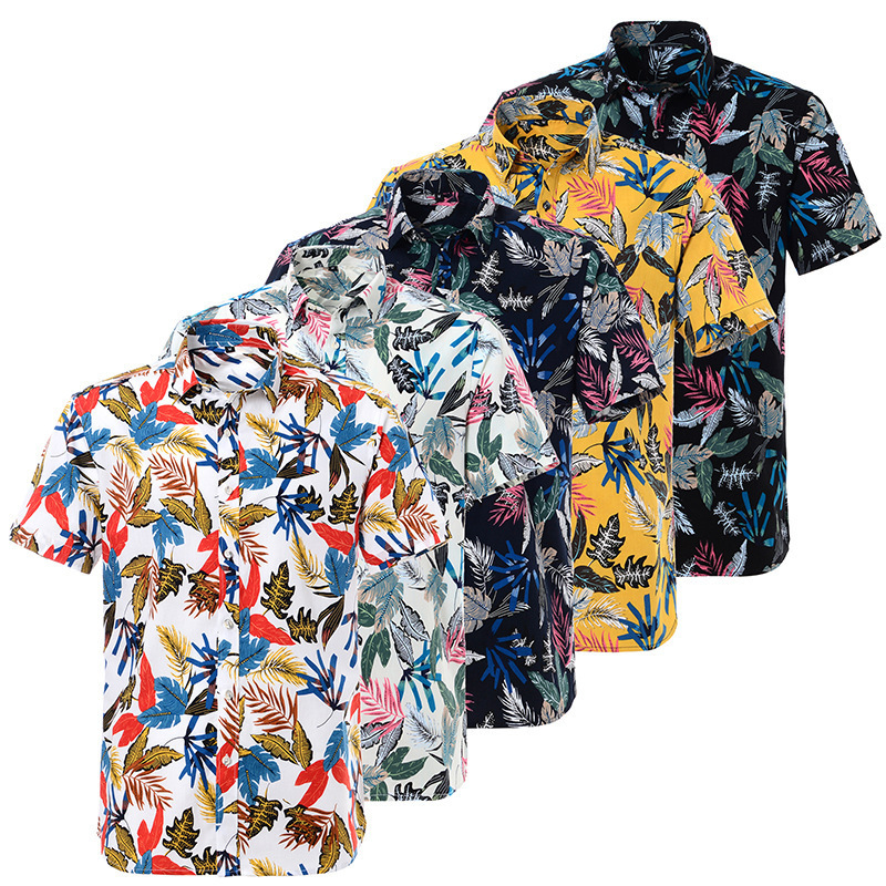 Factory Supplier Custom 100% Cotton Fashion Breathable Prin Hawaiian Printing Short Sleeve Floral Shirt For Men