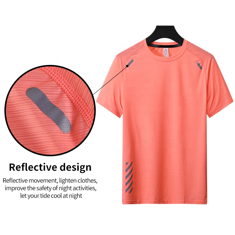 Sport Clothes Mens Running Shirts Summer Men Fitness Shirt With Reflective Strip