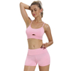 New Sexy Quick Dry Sports Bra Pink Backless Gym Shorts Set Breathable Womens Fitness Yoga Set