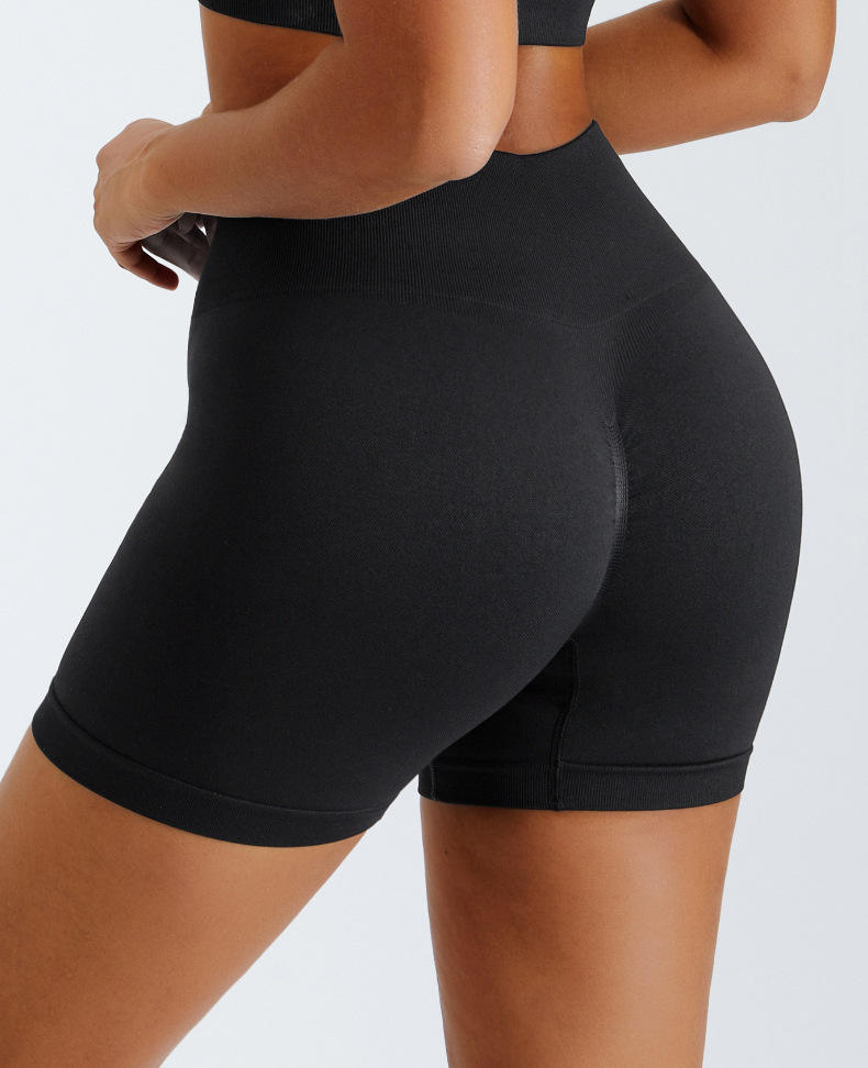 Custom LOGO Matching Nylon Yoga Workout Short Fitness Tights Ribbed Seamless Gym Biker Women's Shorts