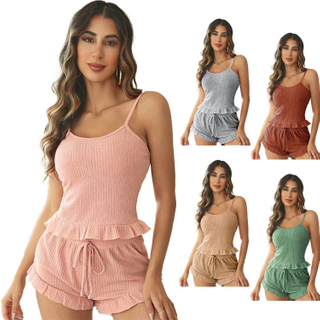 2023 New Arrival women's sleepwear soft and comfortable 2 psc pajama sets sleeveless and shorts