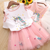 2019 Latest Pink Design Hot Sale Unicorn Skirt Fall Wholesale Girls Boutique African Kids Clothing Sets
