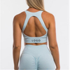 Wholesale Custom Logo Ladies Fitness Seamless Ribbed Running Bra For Women Yoga Crop Tops Open Back High Support Sport Bras