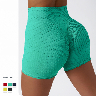 Wholesale High Waist Bubble Honeycomb Scrunch Butt Yoga Shorts Sports Fitness Workout Biker Shorts Running Gym Shorts For Women