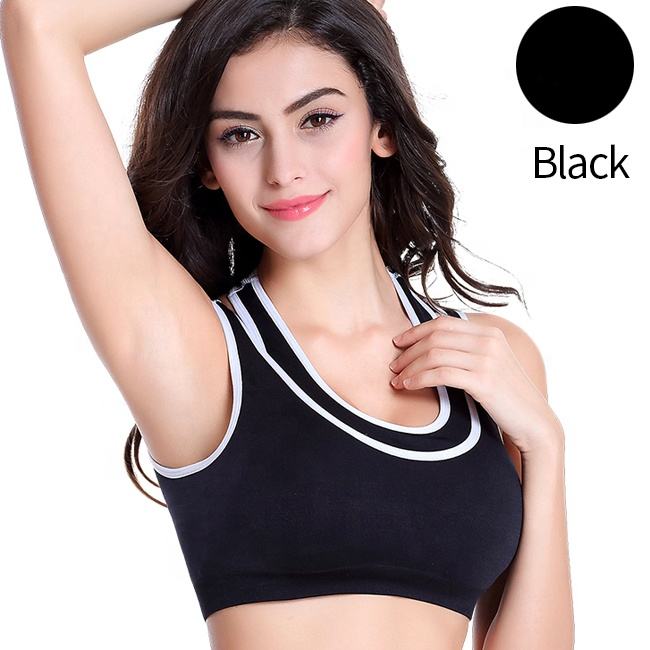 Fake Two Piece Seamless Wireless Stretch Running Workout Yoga Bra High Impact Sports Bras For Womens
