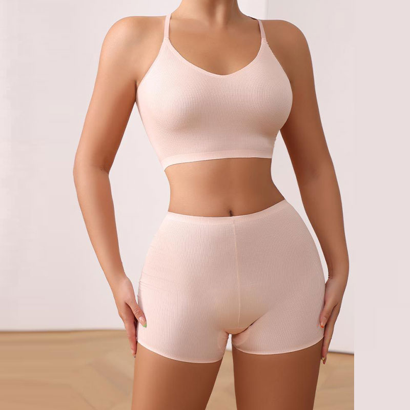 Hot Selling Shockproof Running Sports Bra Set Women's Shoulder Straps Gather Wireless Yoga Vest Bra Sets