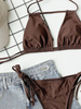 Sexy Two Piece Up Swimwear Brown Thong Halter Neck Designers Bikini Openwork Bikini Swimsuit Ladies Set