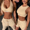 2022 New Arrival Summer Custom Logo Tank Crop Top With Shorts Jogger Set Tracksuit Two Piece Set For Women Clothing