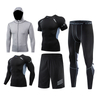 Yoga Hoodie Muscle T-shirt Tight Shorts Long Compression Legging 5 In 1 Tracksuit Gym Fitness Sets Sportswear For Men