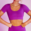 Bright Color Cross Open Back 5 Pieces Seamless Gym Wear Butt Lift Soft Breathable Gym Fitness Sets