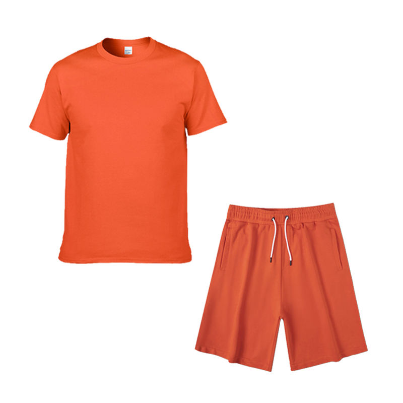 High Quality Summer Jogger Mens Cotton Top and Bottom Men Short Set 2 Piece Suit Shirts Shorts Set For Men sportswear