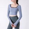 2022 Women's Autumn And Winter New Style Naked Back Yoga Clothes With Chest Cushion Fitness Clothes Long Sleeved T-shirt