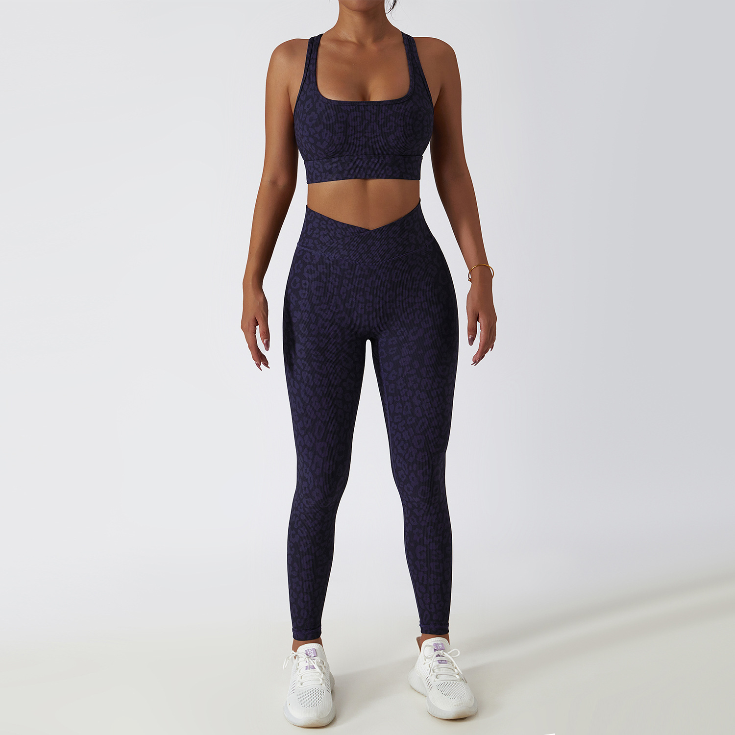 Custom Logo Gym Fitness Sets Shockproof Camouflage Leopard Yoga Set Sports Tight Butt Lift Fitness Women Activewear