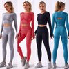 New Design Fitness Long Sleeve Shhirt And Leggings Gym Clothing Two Pieces Seamless Yoga Set