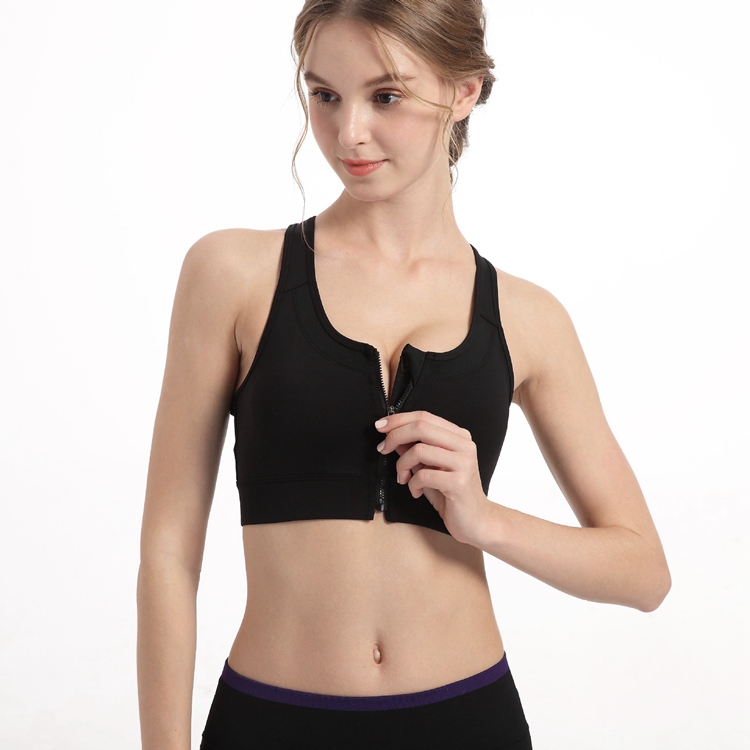 Custom Plus Size Zipper Front Closure Sports Bra Wholesale Non